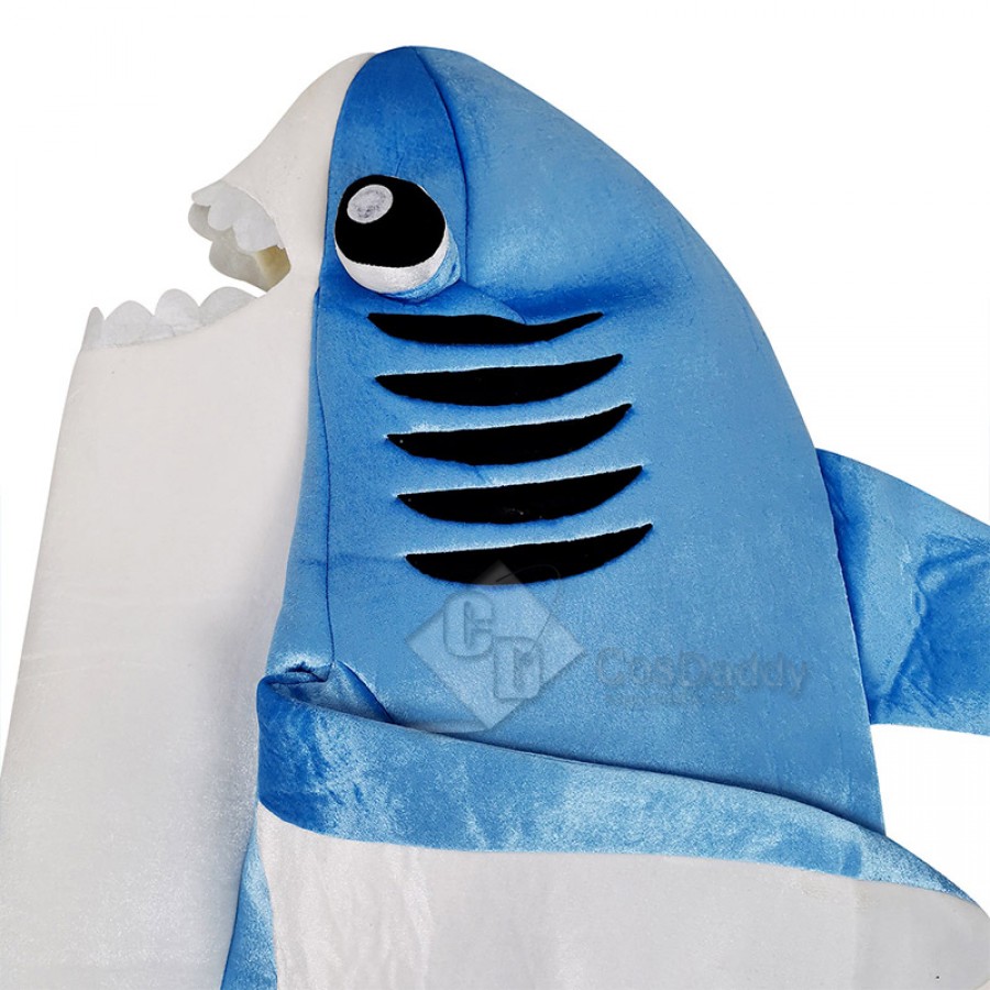 Jaws Attack Shark Costume Party Mascot Blue Shark Jumpsuit Halloween